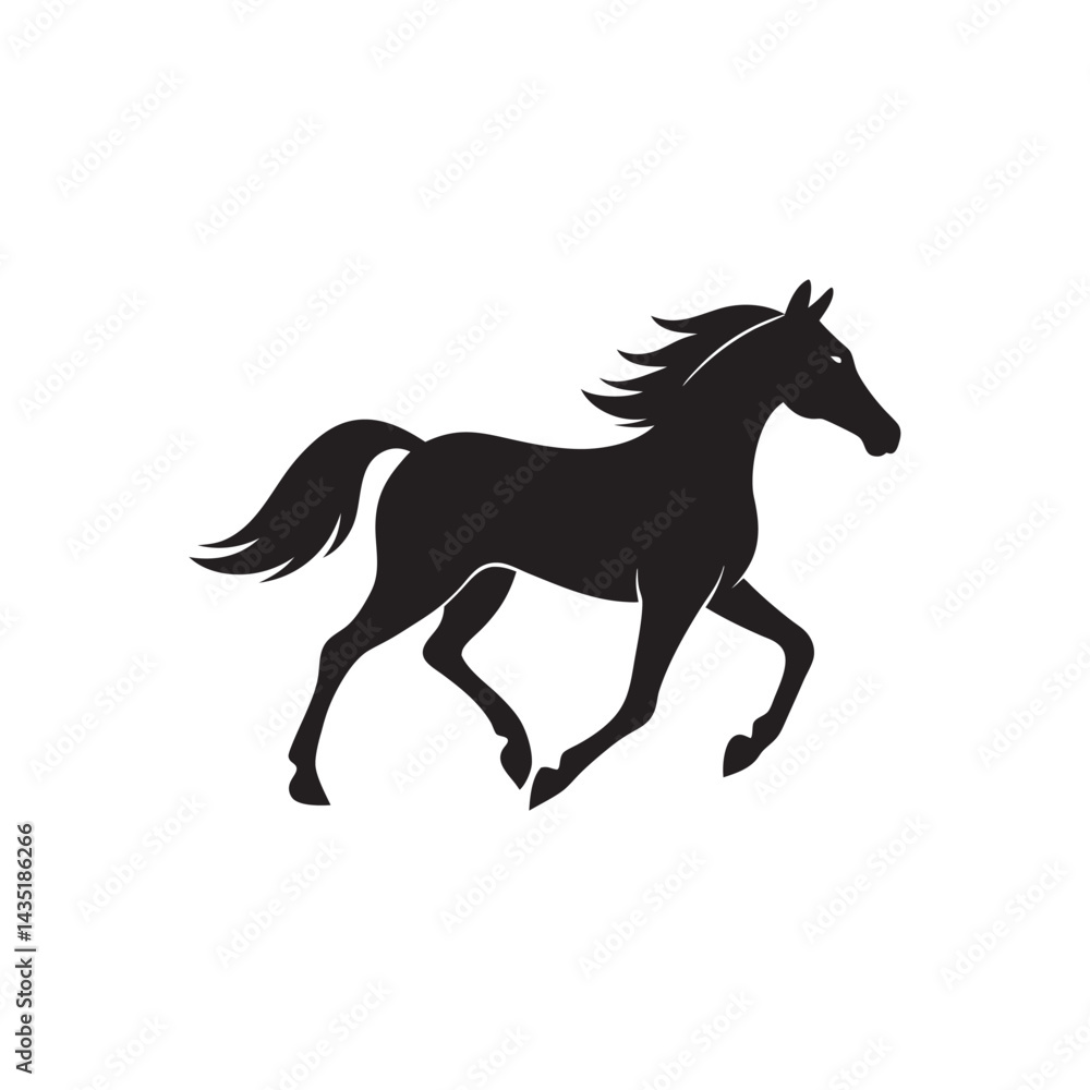 Trotting Horse Silhouette Vector Art Trotting Horse Silhouette Vector Art