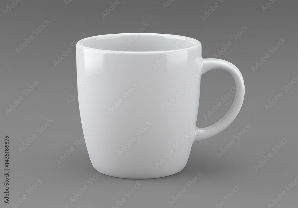 Fototapeta premium White Ceramic Mug on Grey Background Still Life