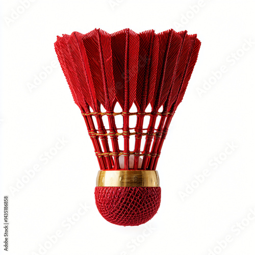 Obraz na płótnie Red Shuttlecock on Display: A vivid, close-up studio shot of a classic red shuttlecock, perfectly poised. Emphasizing the precision and dedication in sports. w salonie