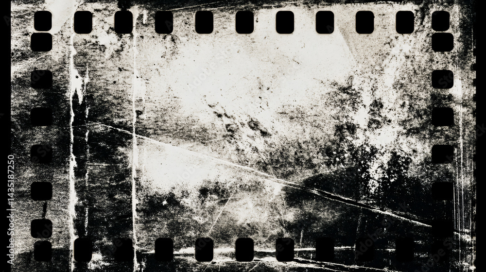 Vintage Film Strip: A hauntingly beautiful, grainy film strip showcases a glimpse into the past, with its textured frame and distressed edges. A nostalgic aesthetic evokes a sense of history.