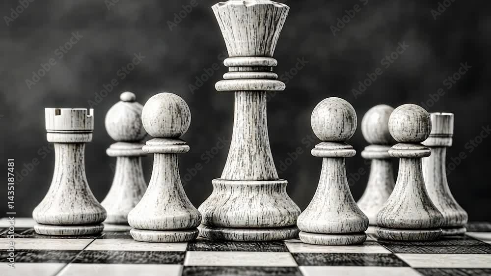 White chess pieces on a chessboard