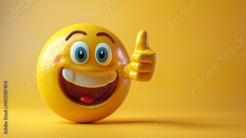 Laughing emoji emoticon showing thumb up gesture, like hand sign