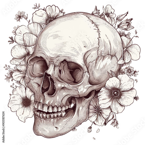art, drawing, illustration, skull, dead, death, skeleton, print, gothic, vector, design, tattoo, flower, horror, head, halloween, graphic, fashion, bone, human, line, vintage, black, anatomy, evil, 