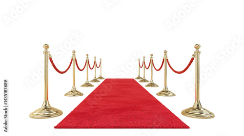 Red Carpet Entrance with Gold Stanchions, PNG