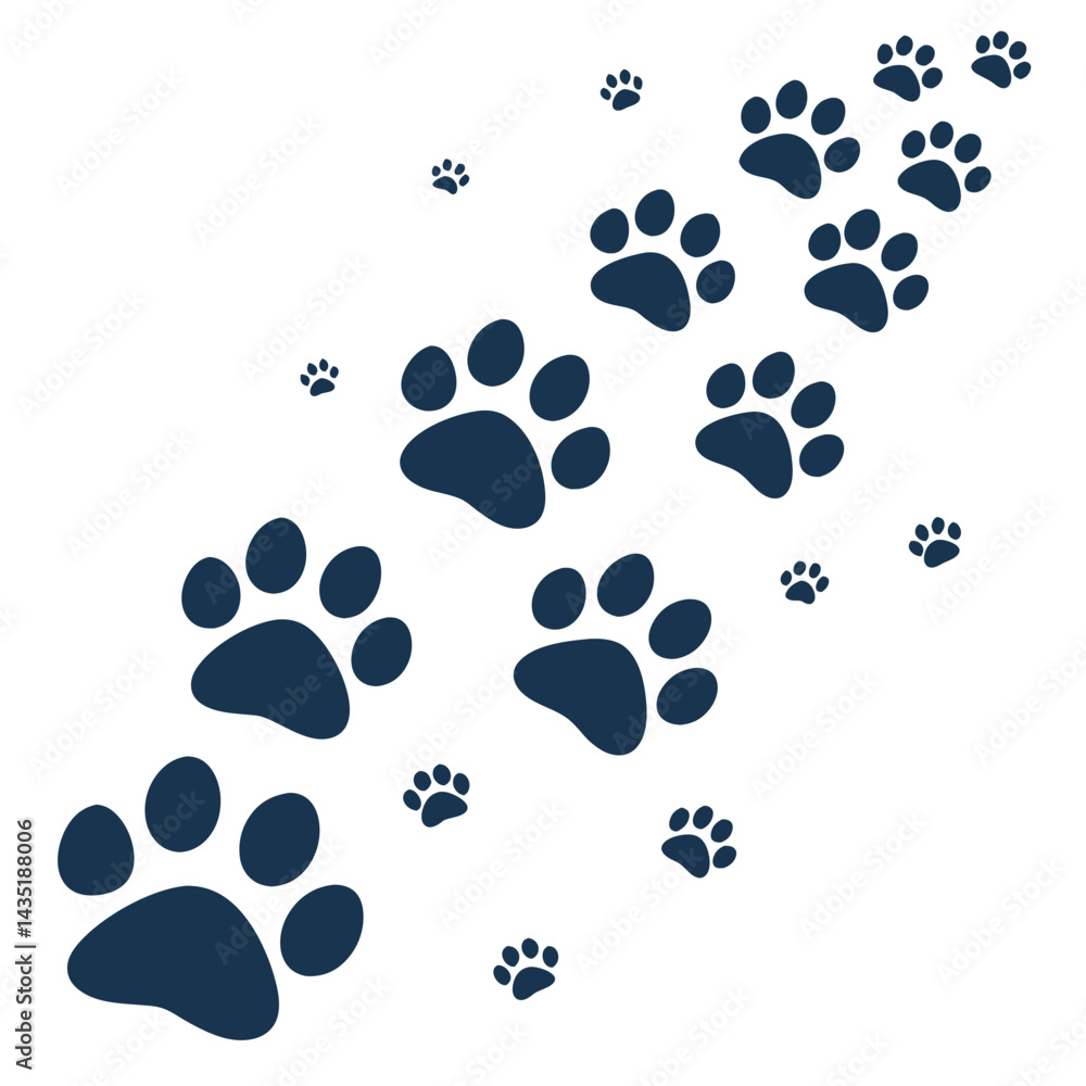 Fototapeta premium Flat design paw prints background
