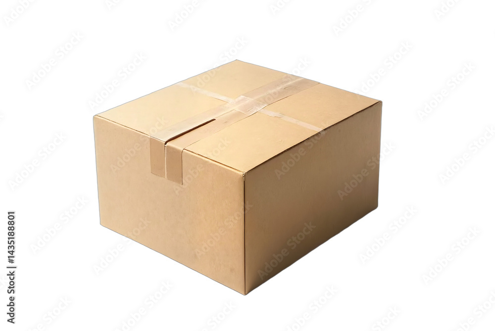 Medium cardboard box mockup. Angled studio shot on seamless white background. Neutral tones, subtle lighting, crisp focus, sterile atmosphere. Isolated on transparent background. Use for delivery, Medium cardboard box mockup. Angled studio shot on seamless white background. Neutral tones, subtle lighting, crisp focus, sterile atmosphere. Isolated on transparent background. Use for delivery,