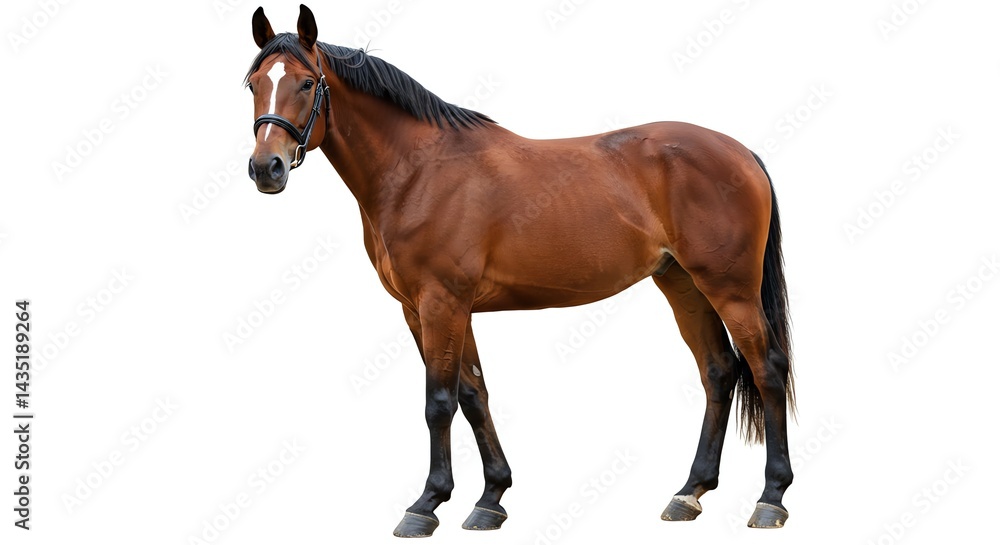 Standing Brown Horse Isolated on White Background Studio Shot Standing Brown Horse Isolated on White Background Studio Shot