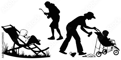 Hand drawn yard work silhouette set | Free Vector
