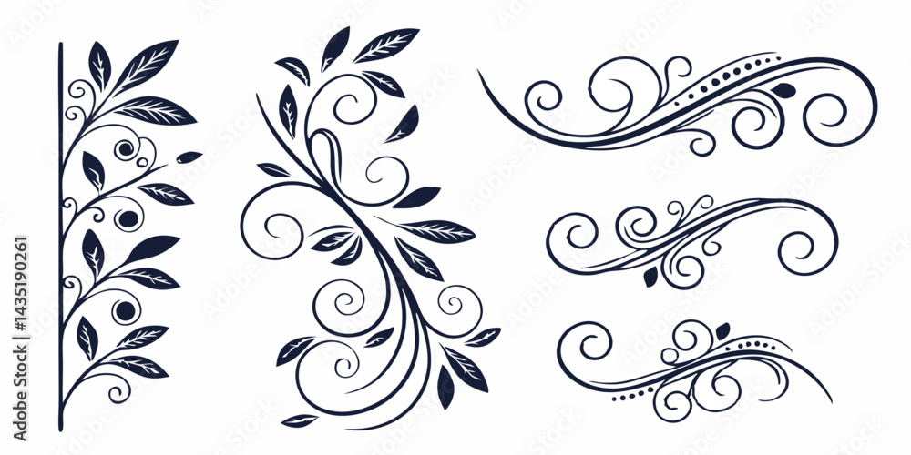 Decorative corner frames with leaves and vines Decorative corner frames with leaves and vines