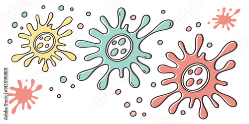 Border design with colorful virus icons and bacterial