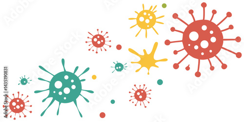 Border design with colorful virus icons and bacterial
