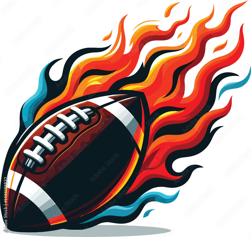 Naklejka premium Flaming sport ball illustration soccer ball engulfed in fire, a dynamic icon for a hot game