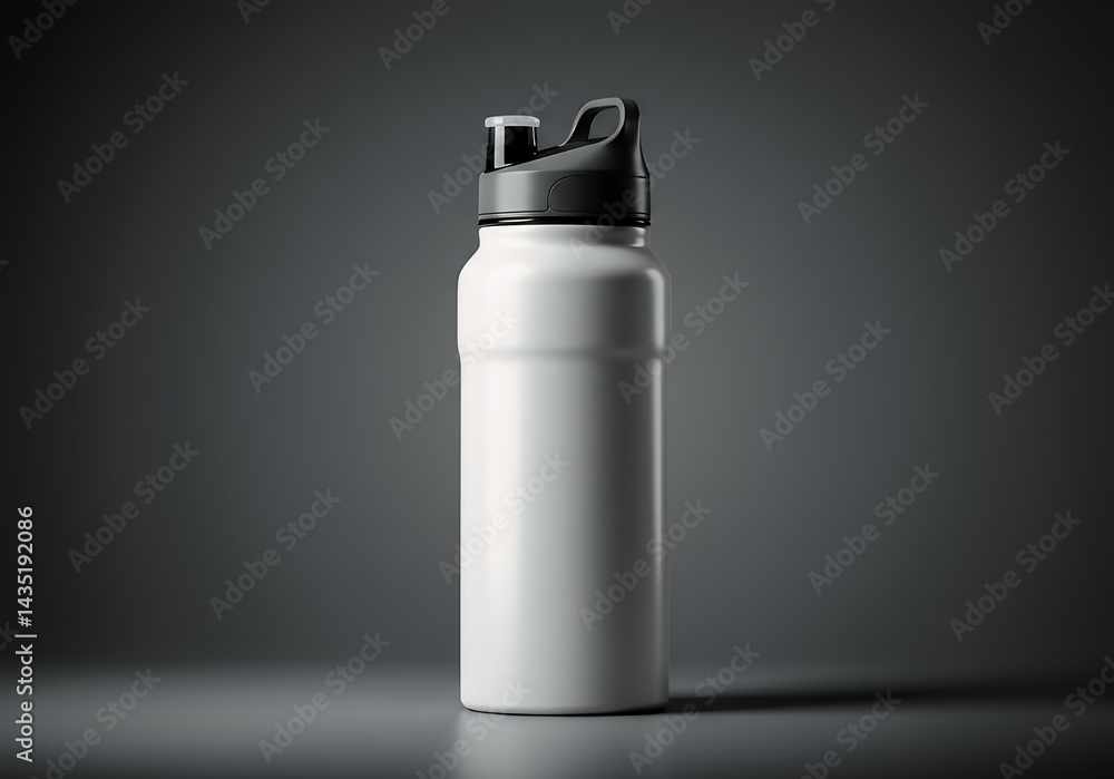 Water Bottle on Gray Background Healthy Hydration Container Water Bottle on Gray Background Healthy Hydration Container