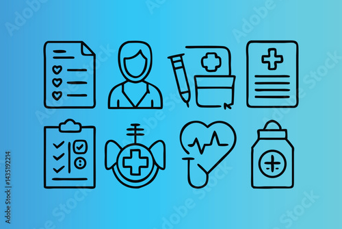 Healthcare Web Icons in Line Style