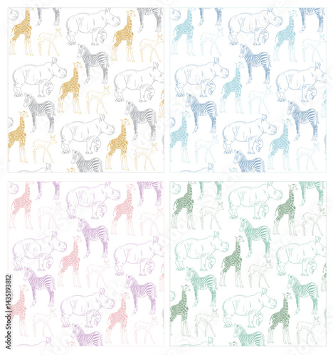 Safari Baby Animals Colorful Pattern