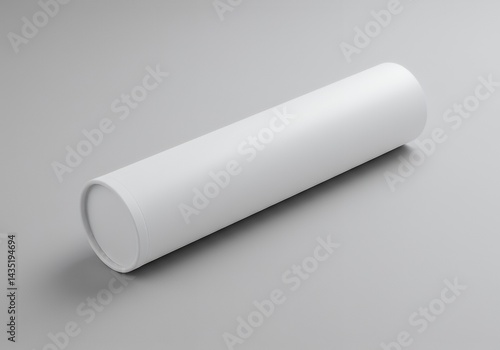 White Cardboard Tube on Gray Background for Mockup