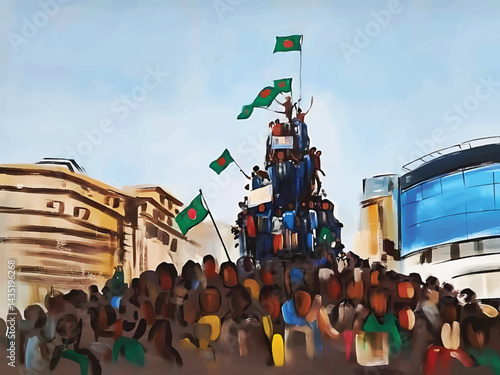 Bangladesh movement and humanity illustration
