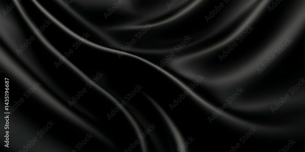 Fototapeta premium Black Satin Fabric Texture Close-up