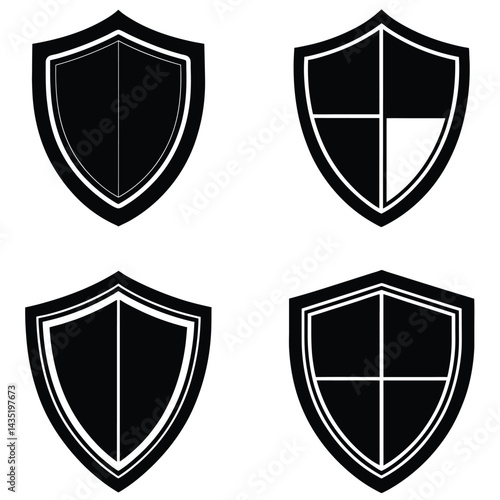 Sheild vector shilhouette Icon collection