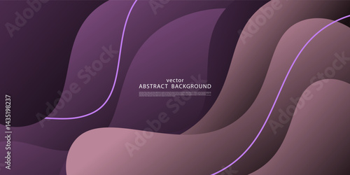 Abstract dark purple wave pattern background. Simple curved lines and waves liquid banner background. Vector Eps10