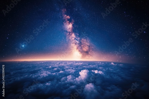 Night sky stars over clouds milky way galaxy outer space celestial view