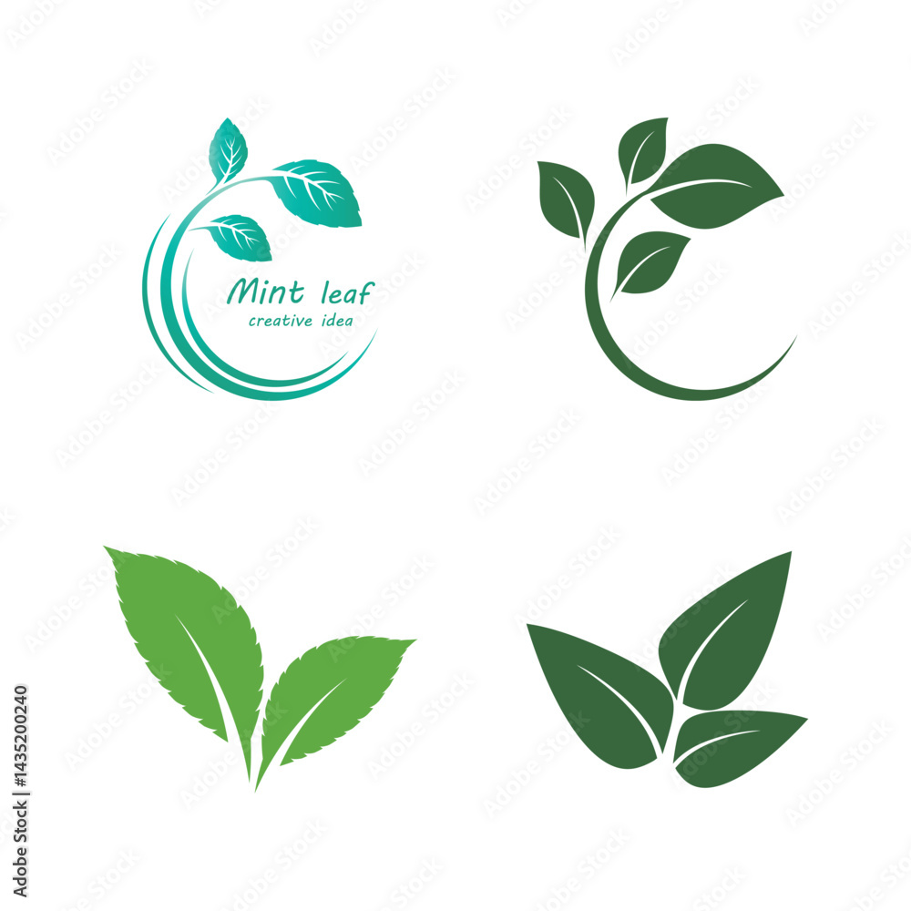 Mint leaf logo vector element template and symbol Mint leaf logo vector element template and symbol