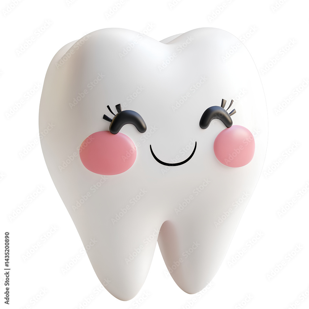Cute Cartoon Tooth with Smiling Face and Blush – Kawaii Dental Icon for Kids and Dental Care Branding Cute Cartoon Tooth with Smiling Face and Blush – Kawaii Dental Icon for Kids and Dental Care Branding