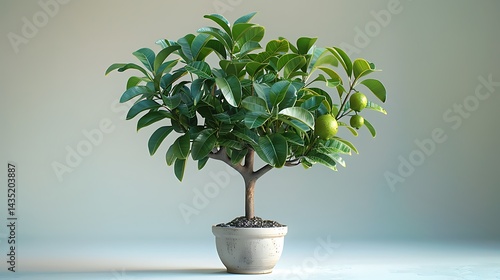 Potted lemon bonsai for indoor greenery decor high resolution image