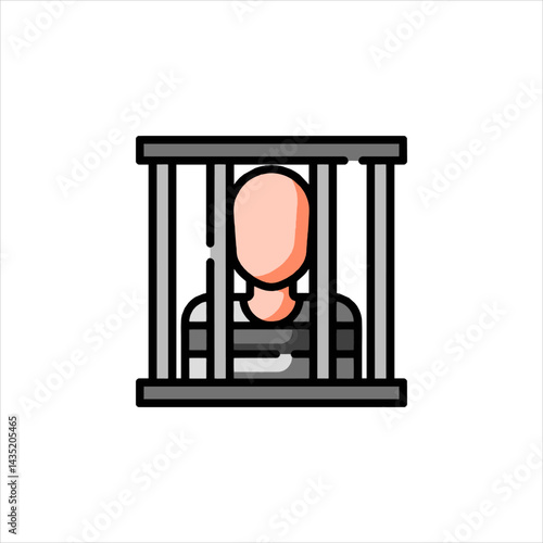 Prisoner behind bars icon representing jail confinement