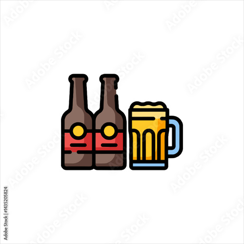 Beer bottles icon representing alcoholic beverage drink