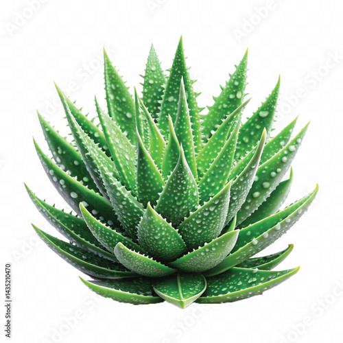 realistic clump of green aloe vera plant isolated on transparent background