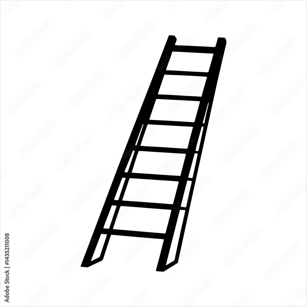 Folding ladder vector silhouette construction equipment access solution Folding ladder vector silhouette construction equipment access solution