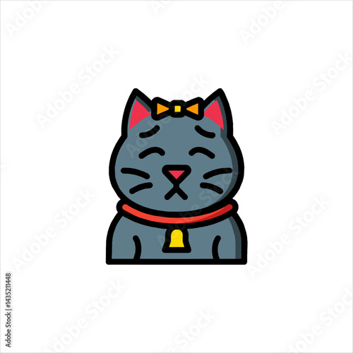 Sad gray kitten with red collar sits patiently against a white backdrop, expressing a feeling of loneliness and quiet despair.