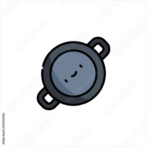 Pot sits on white surface, ready for cooking a delicious meal, simple and clean style. in a professional setting with great clarity.