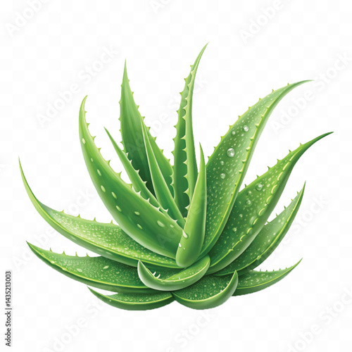 realistic clump of green aloe vera plant isolated on transparent background
