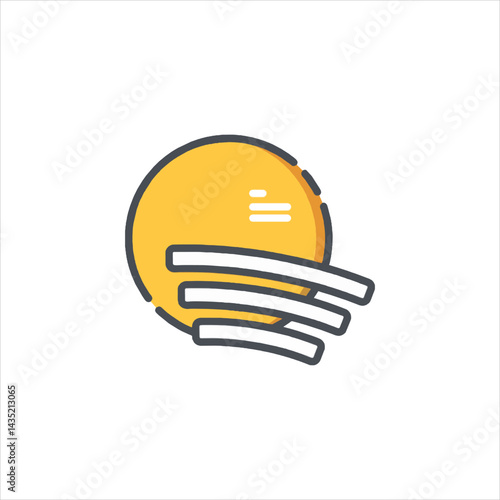 Stylized sun shines through hazy air, creating a warm and slightly obscured light in a simple, modern style.