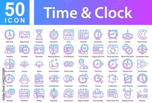 Time & Scheduling Icon Collection and Symple Concept
Outline Gradient 