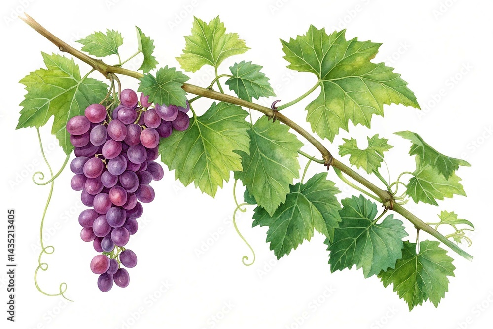 Fototapeta premium Fresh grape vine isolated white background