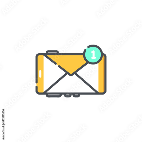 Envelope with notification sits on smartphone screen representing new email arrival in digital communication era, conveying message alert with modern technology.
