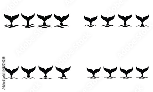 a minimalist black Dolphin fish tail vector set