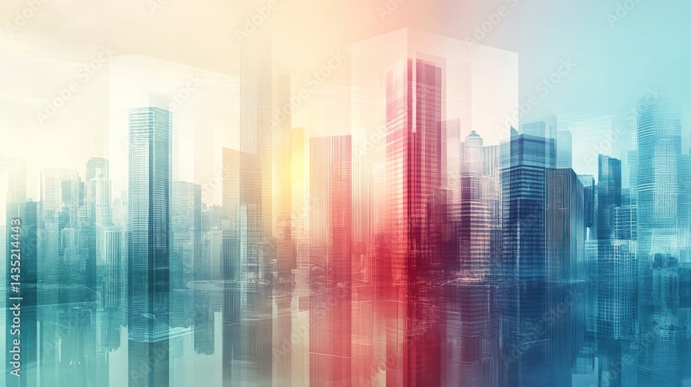 Abstract cityscape, vibrant modern architecture Abstract cityscape, vibrant modern architecture
