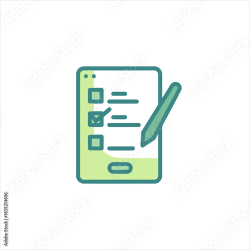 Smartphone displaying checklist with pen hovering over it, representing task management and productivity in a modern, clean style.