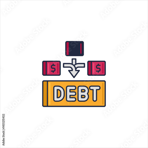 Money flowing into debt, symbolizing financial burden and challenges in managing finances, creating a serious and concerning atmosphere.