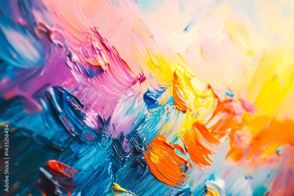 A vibrant abstract painting that showcases dynamic brush strokes and a colorful blend of hues and textures. A vibrant abstract painting that showcases dynamic brush strokes and a colorful blend of hues and textures.