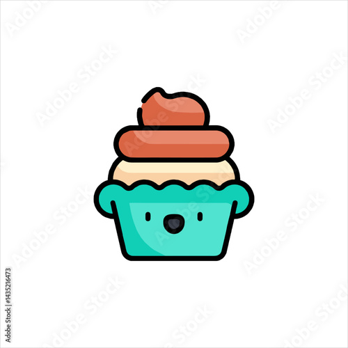 Cute cupcake with frosting sits sweetly on a white surface, radiating joy and sugary goodness with its simple, charming appearance.