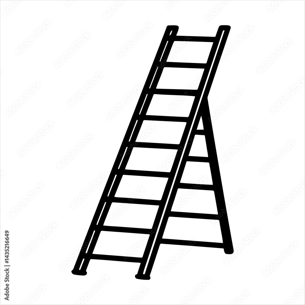 Folding ladder vector silhouette construction equipment access solution Folding ladder vector silhouette construction equipment access solution