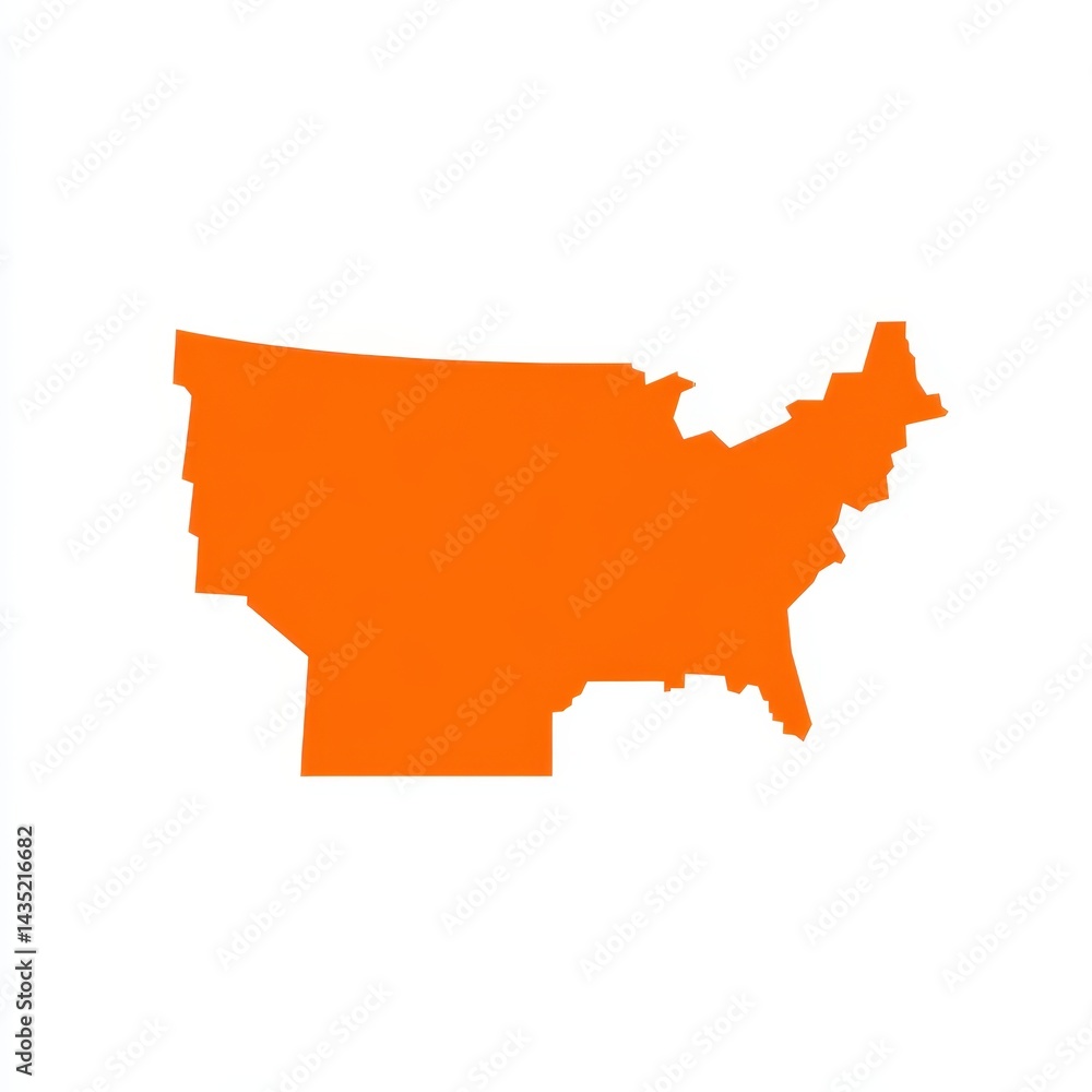 Fototapeta premium United States map, orange color