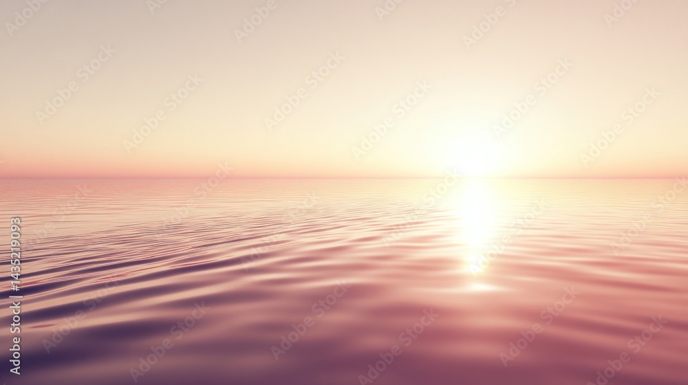 Obraz premium Serene sunset over tranquil ocean waters.