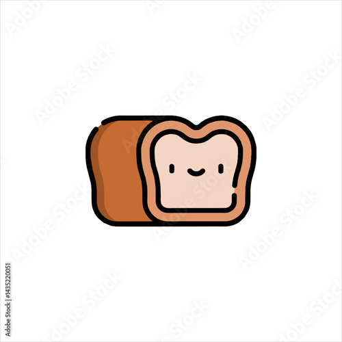 Cute loaf of bread smiling cheerfully on white surface, inviting and friendly food concept. with vibrant colors and excellent composition.