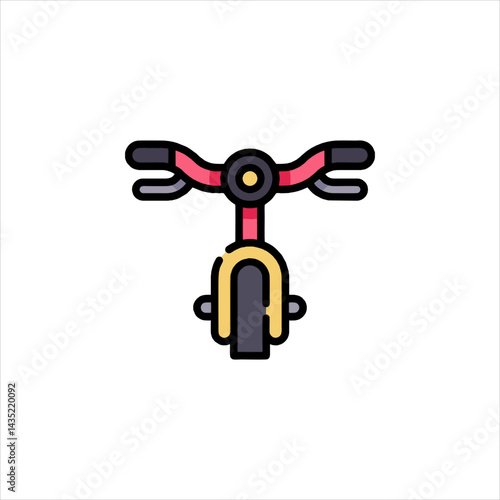 Tricycle stands stationary on white surface, showcasing its red handlebars, yellow seat, and single front wheel in a minimalist style.